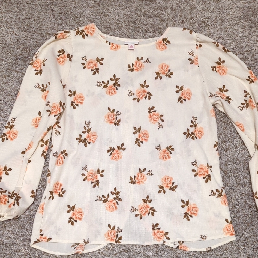 Floral Cream and Brown Women's Top
